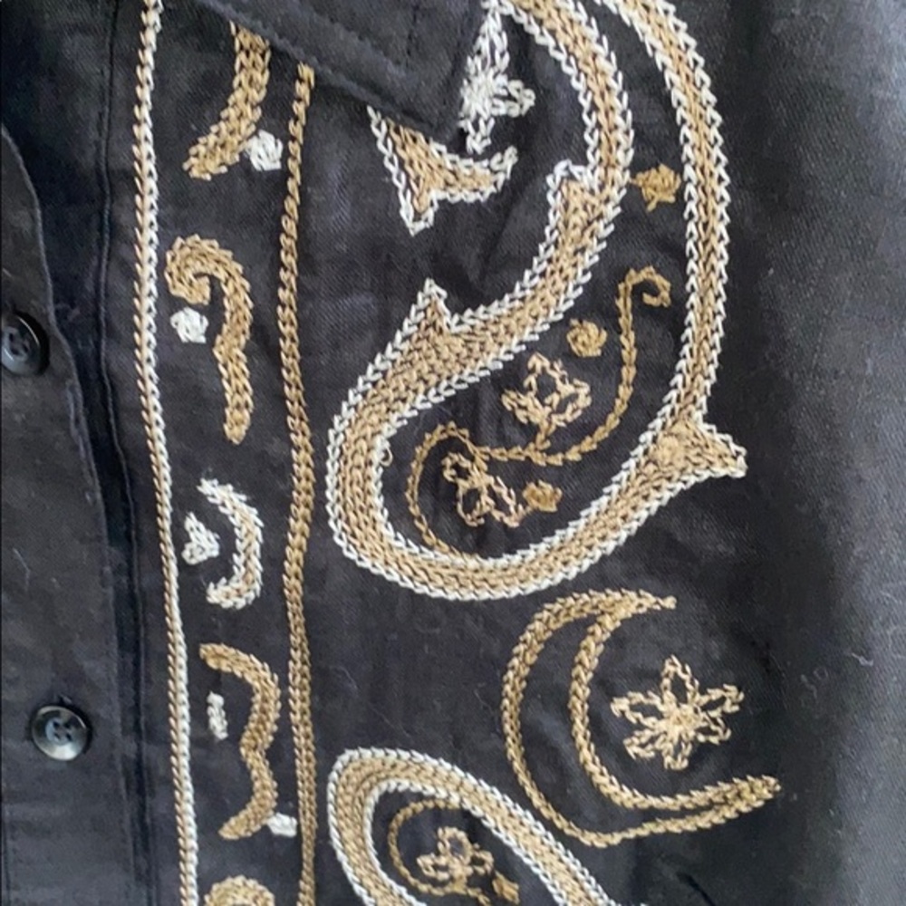 Richard Malcolm 100% Linen Embroidered Paisley Shirt - Picture 3 of 6